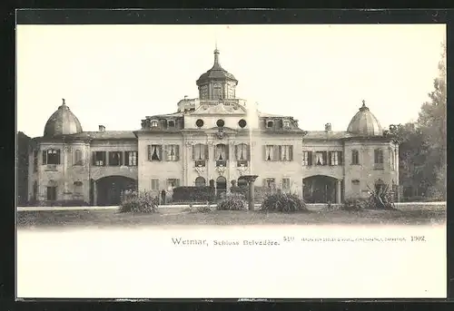 AK Weimar, Schloss Belvedere, Ansicht vom Park aus