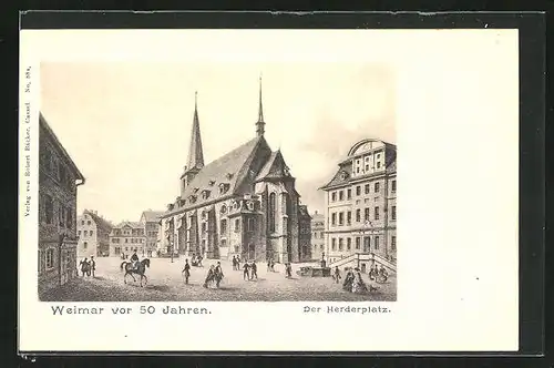 Künstler-AK Weimar, Kirche auf dem Herderplatz