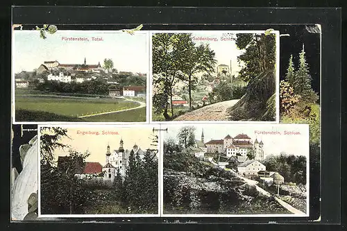 AK Fürstenstein, Totalansicht, Schloss Engelburg, Schloss Fürstenstein