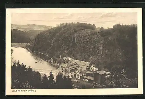 AK Lauenhain, Panoramablick auf die Lauenhainer Mühle