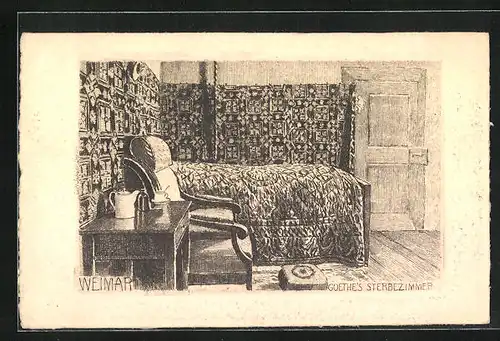 Künstler-AK Weimar, Goethes Sterbezimmer