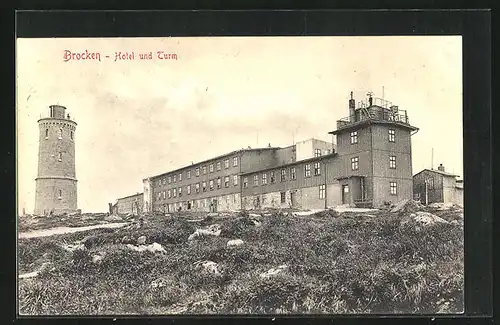 AK Brocken, Ortspartie Hotel und Turm