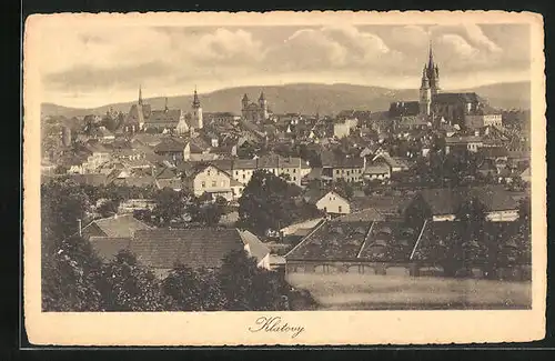 AK Klatovy, Panoramaansicht mit Kathedrale und Gebäuden