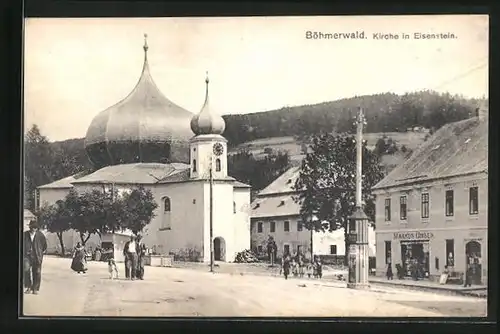 AK Eisenstein, Kirche mit Geschäft v. Markus Unger