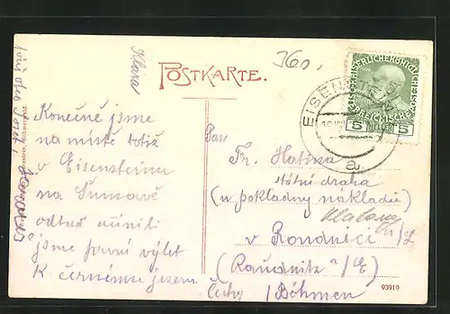 AK Eisenstein, Marktplatz mit Kirche