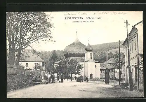 AK Eisenstein, Marktplatz mit Kirche