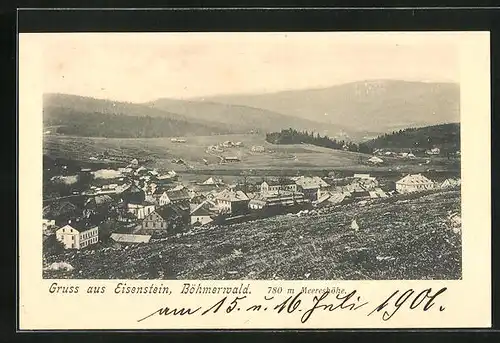 AK Eisenstein, Panorama mit Gebirge