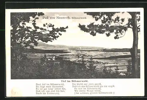 AK Pass von Neumark /Böhmerwald, Panorama mit Bäumen