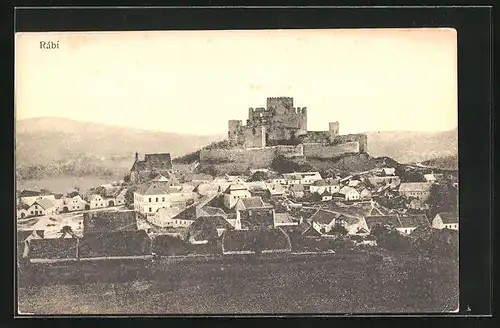 AK Rábí, Ortsansicht mit Burgruinen