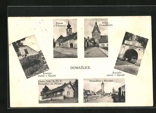 AK Domazlice, Namesti, Zamek v Trhanove, Chata Odb. K. Cs. T.