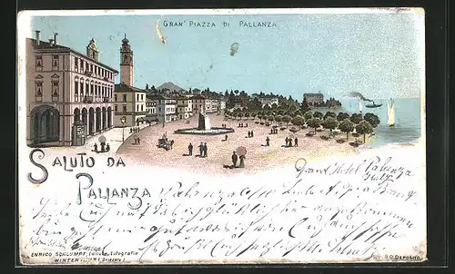 Lithographie Pallanza, Gran` Piazza