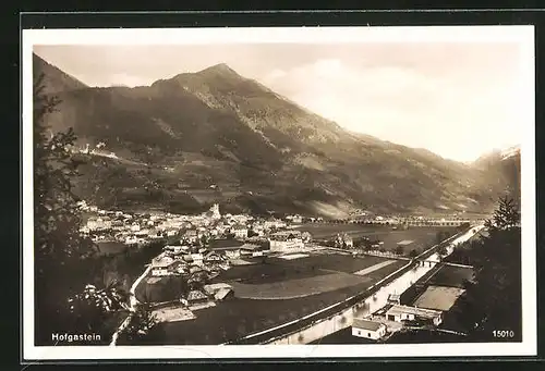 AK Hofgastein, Blick auf die Alpen mit Flusspartie