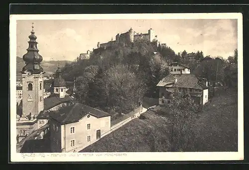 AK Salzburg, Festung und St. Peter vom Mönchsberg