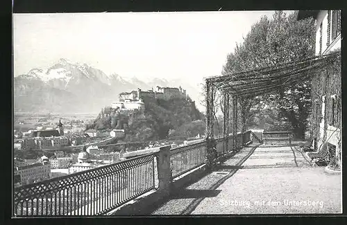 AK Salzburg, Blick von Terrasse auf Untersberg
