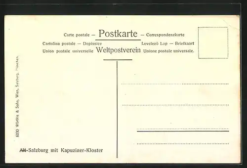 AK Salzburg, Flusspartie mit Kapuziner-Kloster