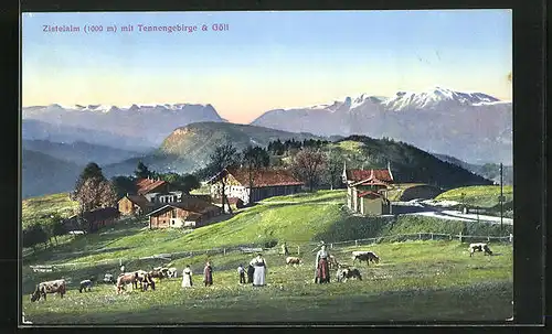 AK Salzburg, Blick auf Zistelalm und Tennengebirge