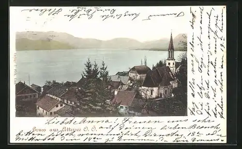 AK Attersee, Teilansicht mit Kirche