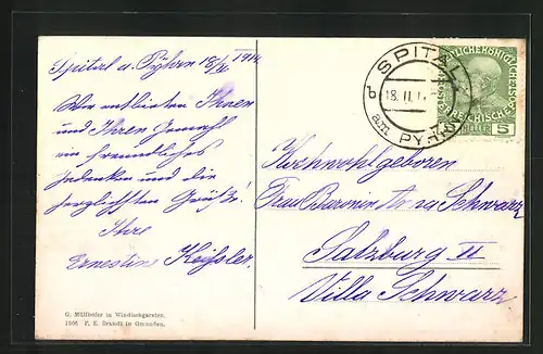 AK Windisch-Garsten, Teilansicht im Winter