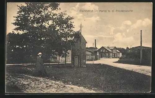 AK Rehhorst, Partie b. d. Friedenseiche mit Mann