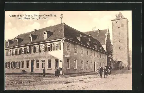 AK Hassfurt, Gasthof zur Post und Weingrosshandlung von Hans Veth