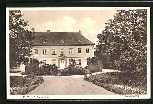 AK Putlos /Holstein, Schloss-Gut mit Grünanlage