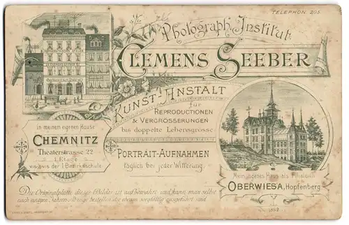Fotografie Clemens Seeber, Chemnitz, Ansicht Chemnitz, Geschäftshaus Theaterstr. 22 und Filiale in Oberwiesa