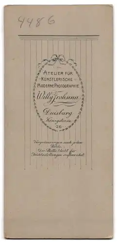 Fotografie Willy Frohsinn, Duisburg, Königstrasse 26, Zimmermann Junggeselle auf Wanderschaft