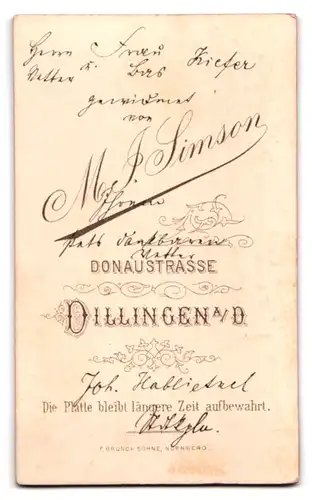 Fotografie M.J. Simson, Dillingen / Donau, Donaustrasse, Geistlicher mit Brille