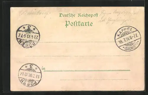 Lithographie Chemnitz, St. Nicolaikirche, Staatslehranstalt, Bahnhof