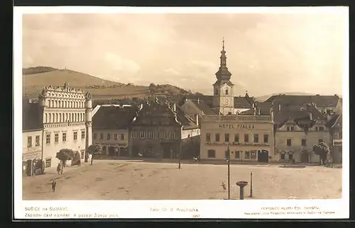 AK Susice na Sumave, Zapadni cast namesti, V pozadi Zizkuv vrch