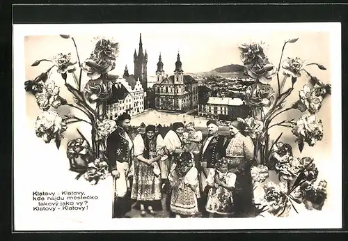 AK Klatovy, Namesti, Kirche, Trachten
