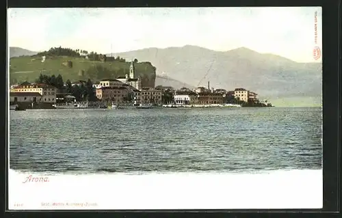 AK Arona, Blick vom Lago Maggiore auf den Ort