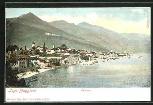 AK Cannobio, Blick auf Ort, Berge und Lago Maggiore