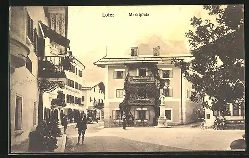 AK Lofer, Marktplatz mit Gasthaus