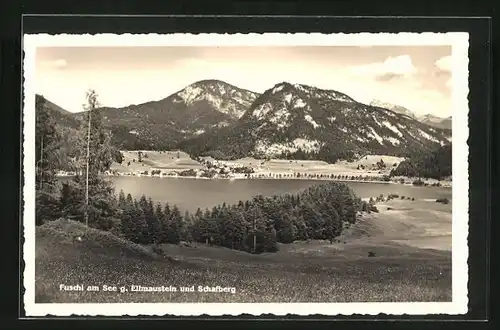 AK Fuschl am See, Blick auf Ellmaustein und den Schafberg