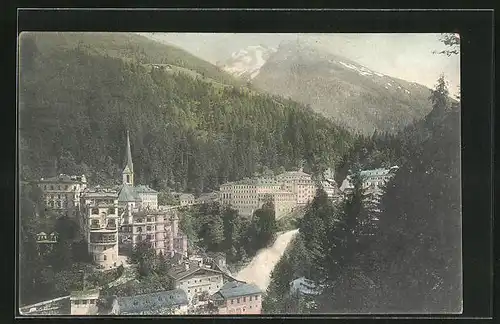 AK Bad Gastein, Ansicht der Ortschaft im Wald