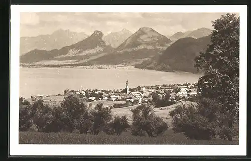 AK St. Gilgen, Ortsansicht mit See im Hintergrund