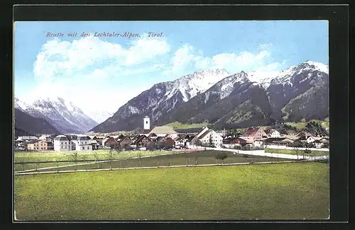 AK Reutte, Teilansicht mit den Lechtaler-Alpen