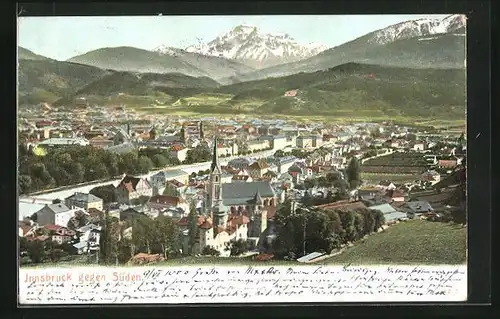 AK Innsbruck, Teilansicht mit Kirche gegen Süden
