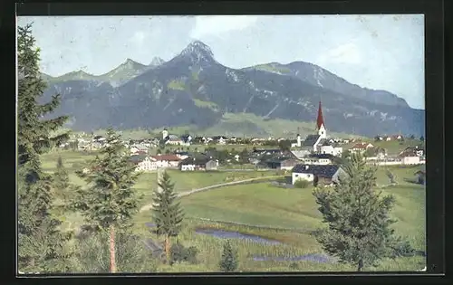 AK Reutte, Teilansicht mit Kirche