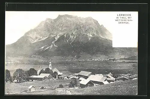 AK Lermoos, Ortsansicht mit dem Wettersteingebirge