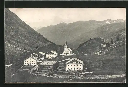 AK Gurgl g. Norden, Ortspartie mit Kirche