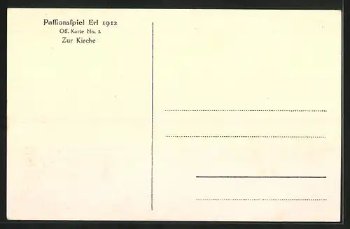 AK Erl, Strassenpartie mit Fussgängern und Kirche