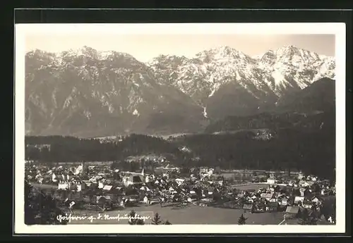 AK Goisern, Totalansicht mit Alpen