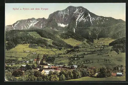 AK Spital a. Pyhrn, Ortsansicht mit Gebirskette, Pyrgas