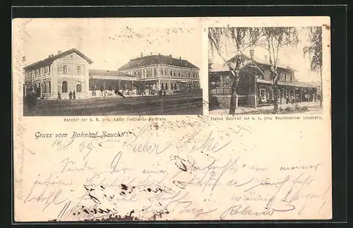 AK Zauchtel, Bahnhof der k.k. priv. Kaiser Ferdinands-Nordbahn