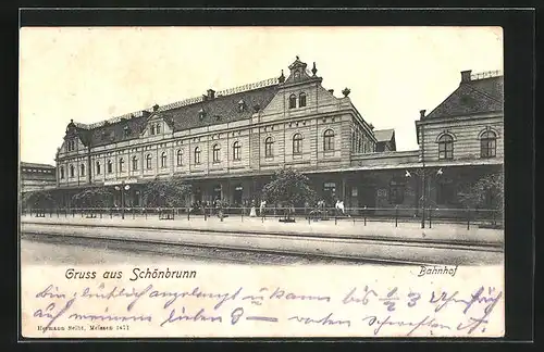 AK Schönbrunn, Bahnsteig des Bahnhof