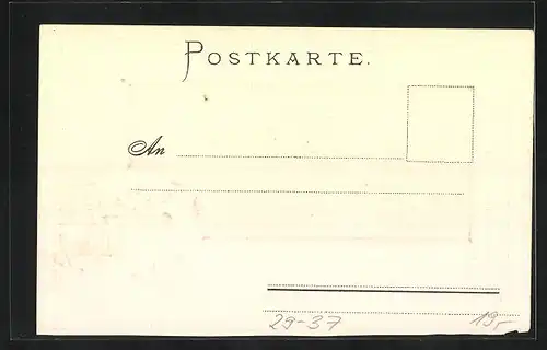 Passepartout-Lithographie Ilmenau, Teilansicht mit Kirche, Wappen