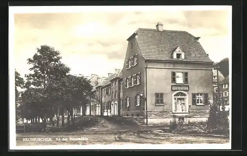 AK Neunkirchen, Strasse & Häuser An der Bliesmühle, Delikatessengeschäft Oskar Wern