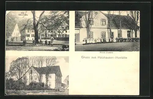 AK Holzhausen-Hustätte / Melle, Gasthof W. Schlingmanns, Gut Ostenwalde, Schule Hustätte